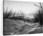 Artaza Peinture sur Toile Dunes avec Plage et Mer - Zwart Wit - 120x80 - Groot - Photo sur Toile - Impression sur Toile