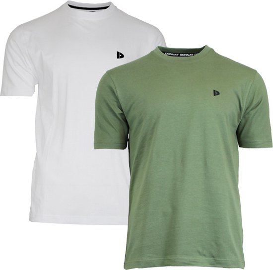 Donnay T-shirt - 2 Pack - Sportshirt - Heren - Maat XXL - Wit & Army green