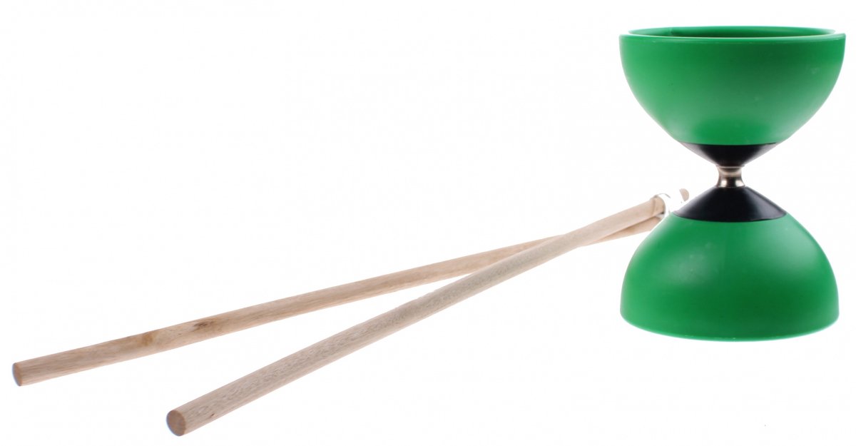 Johntoy Diabolo Met Houten Stokken 13 X 10 Cm Groen