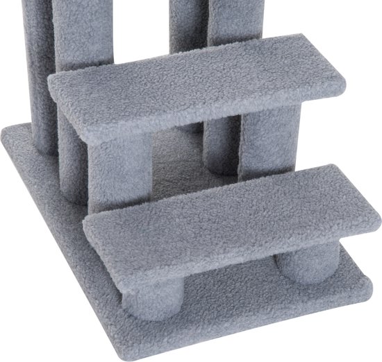 PawHut Trap voor honden, dieren, 3 treden, bekleding, mat, binnenkist, opslag, wit/grijs