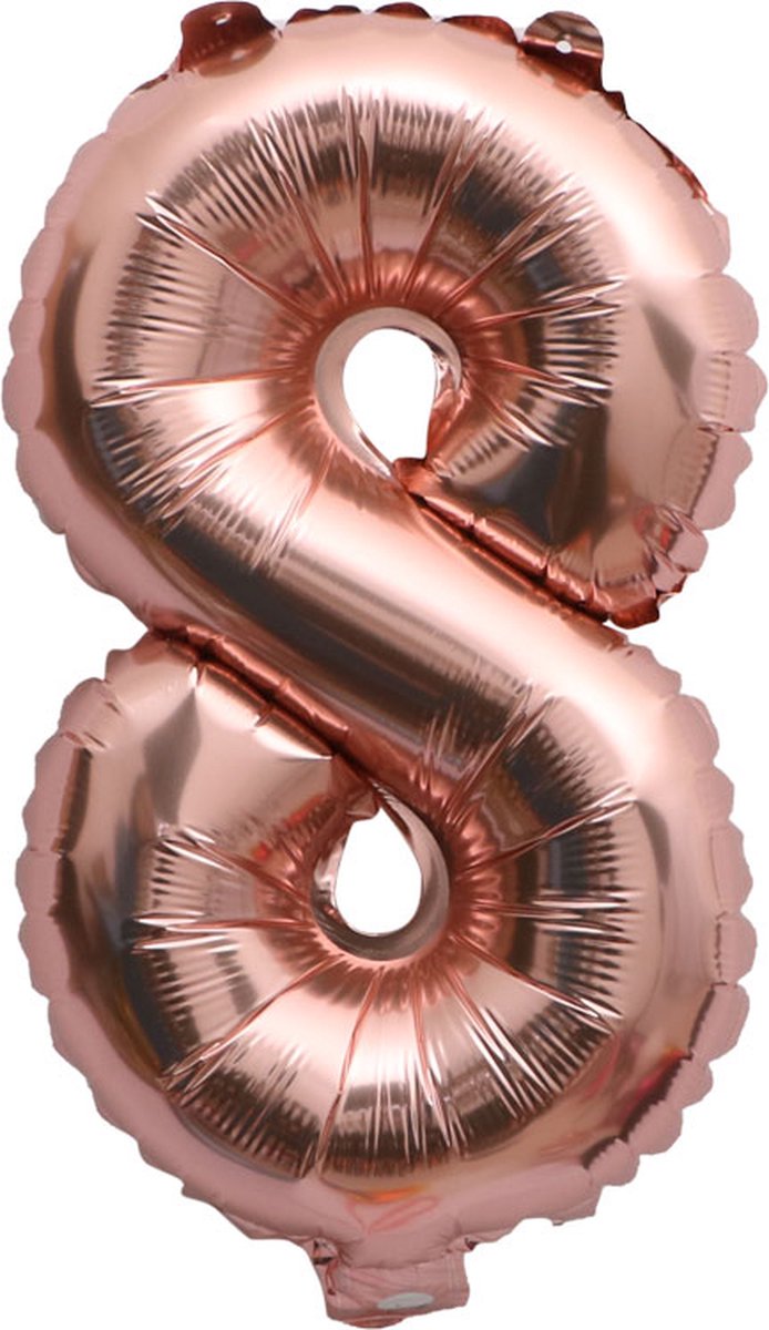 Folieballon / Cijferballon Rose Goud - getal 8 - 41cm