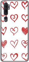 Coque Xiaomi Mi Note 10 - Une illustration avec des coeurs de différentes formes - Coque de téléphone en Siliconen
