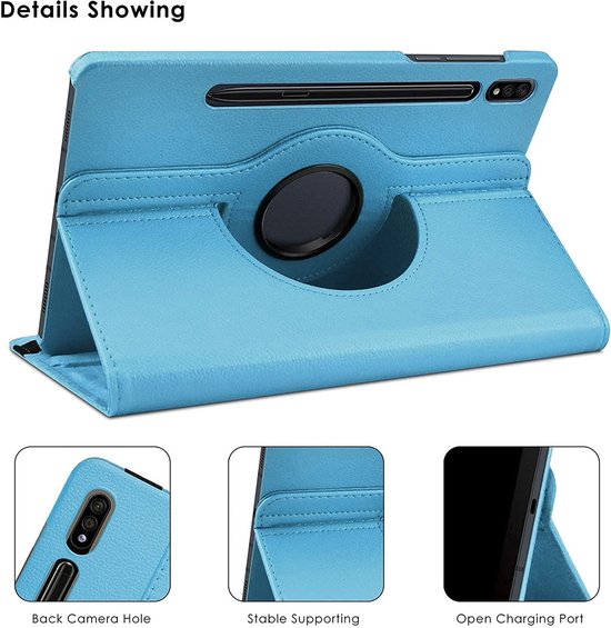 Samsung Tab S8 Case Rotatable Book Case Cover Light Blauw - Samsung Galaxy Tab S8 Case 2022 - Tab S7 Case 11 pouces Tablet Sleeve