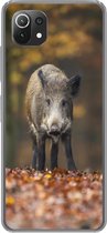 Geschikt voor Xiaomi Mi 11 Lite hoesje - Wild dier - Bos - Herfst - Siliconen Telefoonhoesje