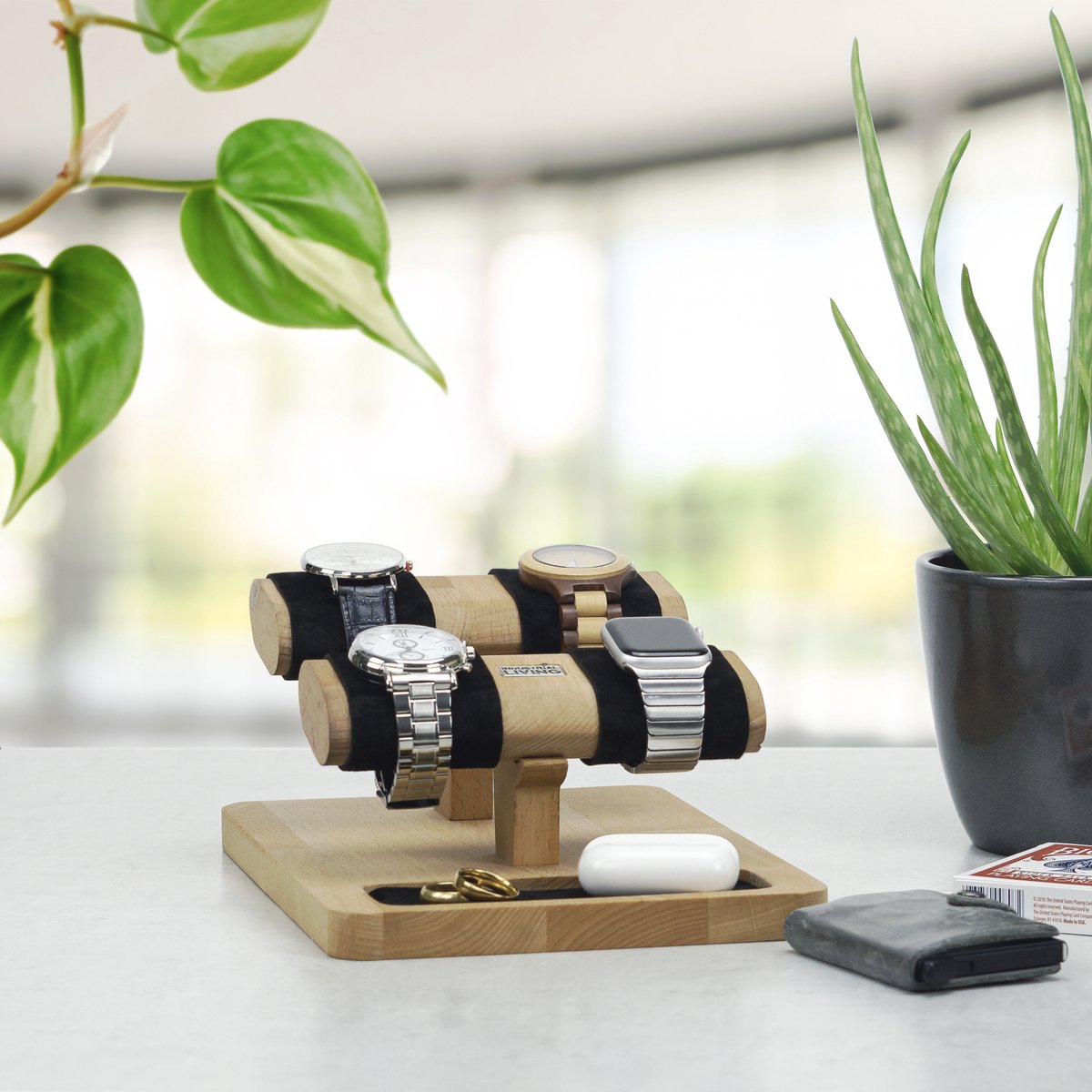 Oirlv Soporte De Exhibición De Reloj Con Barra En T De Mader | Cuotas sin interés