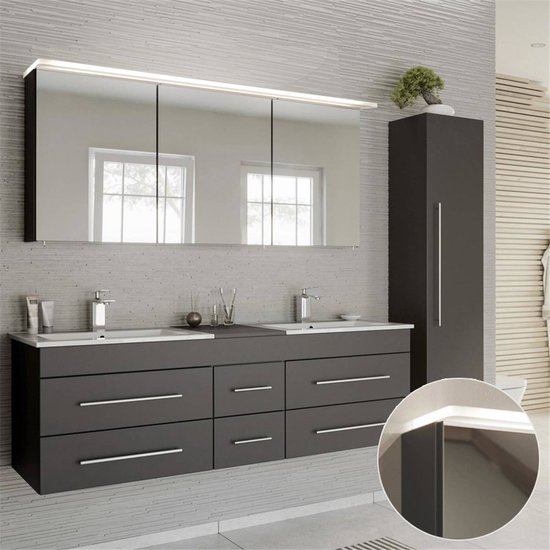 Ensemble de meubles de salle de bain en anthracite Lavabo double avec  meuble sous... | bol