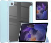 Case2go - Hoes & Screenprotector geschikt voor Samsung Galaxy Tab A8 (2022 & 2021) - 10.5 Inch - Transparante Case - Tri-fold Back Cover - Licht Blauw