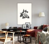 Bosrank zwart-wit (apple bossom) - Foto op Akoestisch paneel - 80 x 120 cm