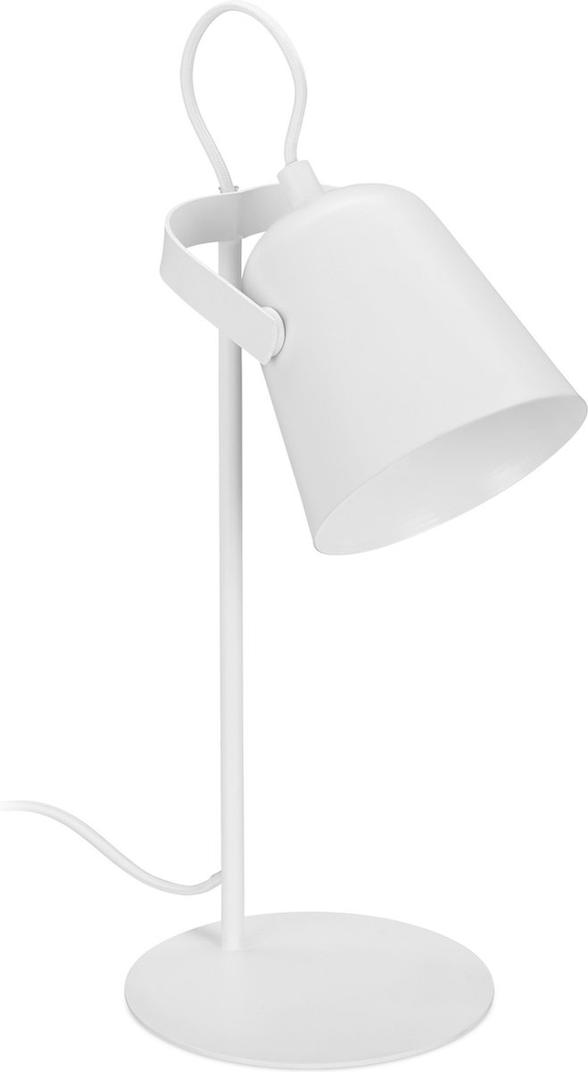 Relaxdays bureaulamp metaal - kantelbare lampenkap - 39x15 cm - tafellamp nachtkastje E14 - wit