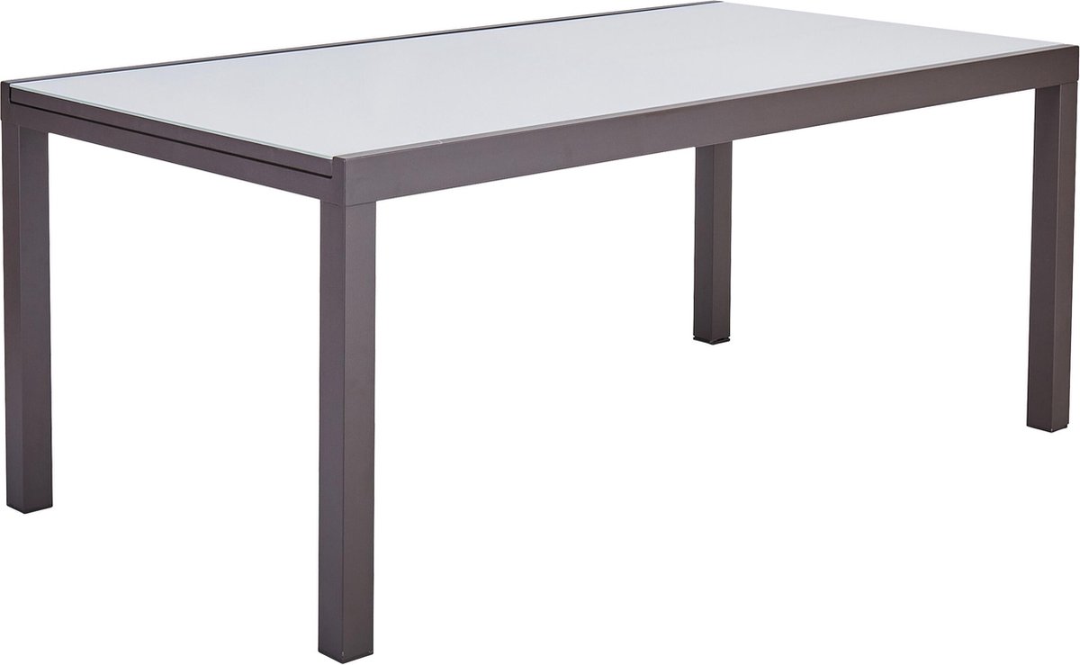 NATERIAL - uitschuifbare tuintafel LYRA - uitschuifbare tafel voor 8 tot 10 personen - 180/260x100cm - eettafel - aluminium - met glazen blad - moka