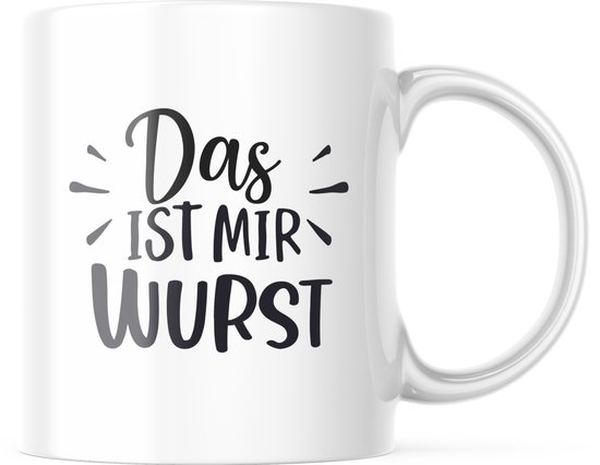 Foto: Mok met tekst das ist mir wurst grappige mok grappige cadeaus koffiemok koffiebeker theemok theebeker