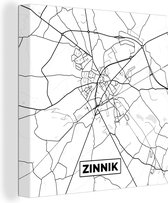 Canvas Schilderij Stadskaart – Plattegrond – België – Zwart Wit – Zinnik – Kaart - 20x20 cm - Wanddecoratie