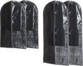 Set van 10x stuks kledinghoezen grijs 135/100 cm inclusief kledinghangers - Kledingzak met klerenhangers