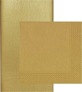 Papieren tafelkleed/tafellaken goud inclusief gouden servetten - Kerstdiner tafel