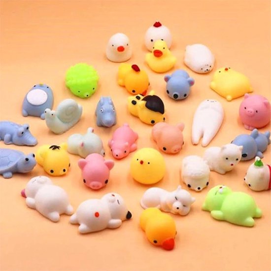 Mochi squishy - Fidget toys - Soft animal - Mochies - Antistress - Siliconen - multicolor - 10 stuks