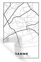 Muurstickers - Sticker Folie - België – Damme – Stadskaart – Kaart – Zwart Wit – Plattegrond - 40x60 cm - Plakfolie - Muurstickers Kinderkamer - Zelfklevend Behang - Zelfklevend behangpapier - Stickerfolie