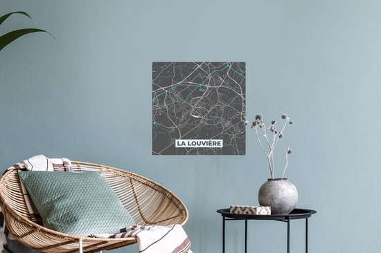 Stickers muraux - Carte - La Louvière - Blauw - Plan de la ville - Carte - 30x30 cm - Feuille adhésive
