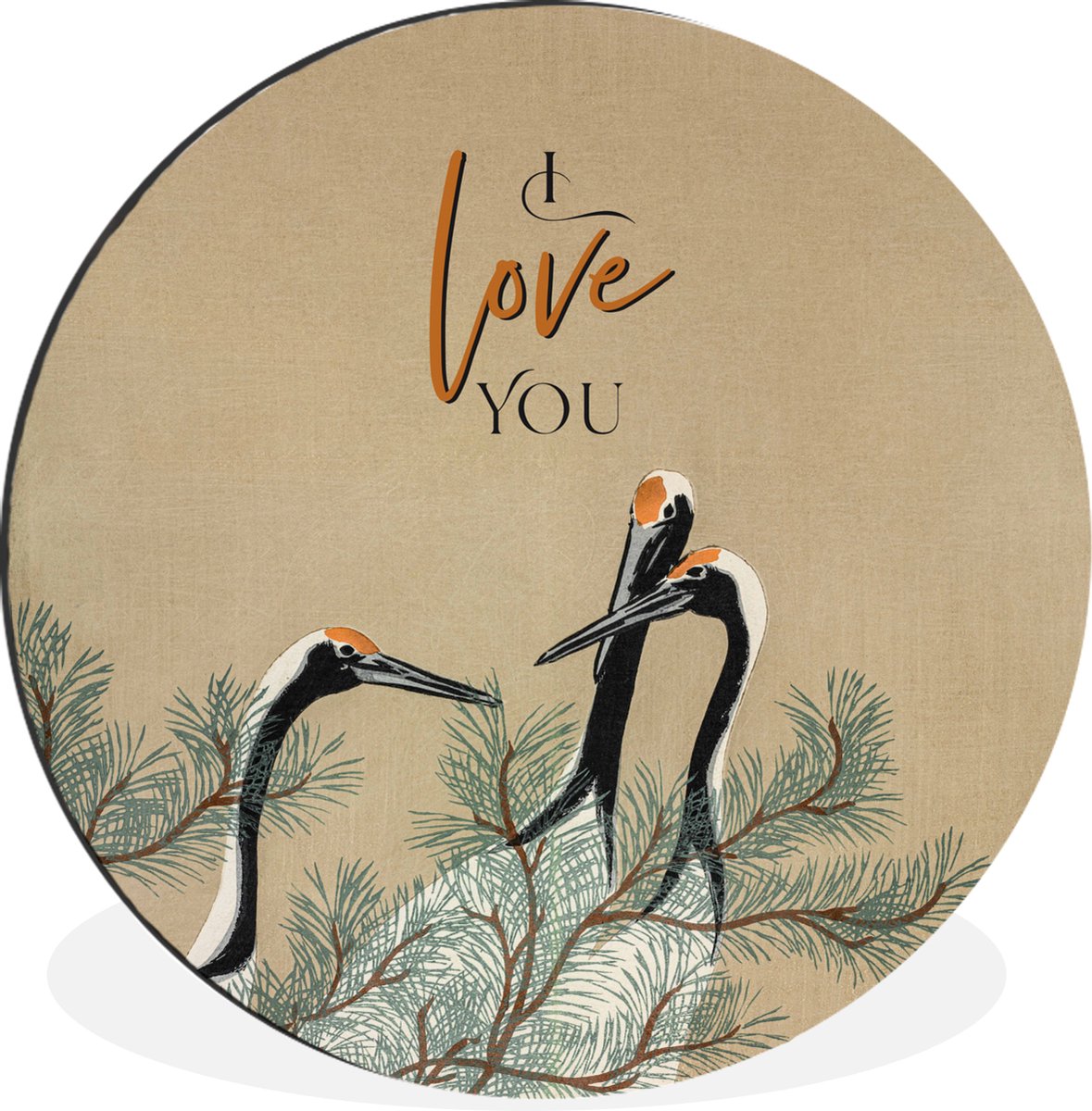 WallCircle Wandcirkel - Muurcirkel - I love you - Quotes - Spreuken - Liefde - Aluminium - Dibond - 30x30 cm - Binnen en Buiten Multicolor