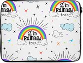 Laptophoes 17 inch - Regenboog - Wolken - Patroon - Laptop sleeve - Binnenmaat 42,5x30 cm - Zwarte achterkant