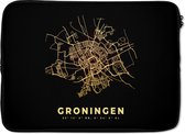 Laptophoes 14 inch - Groningen - Stadskaart - Kaart - Plattegrond - Nederland - Laptop sleeve - Binnenmaat 34x23,5 cm - Zwarte achterkant