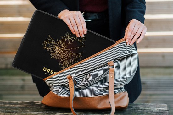 Housse pour ordinateur portable 13 pouces - Dresde - Or - Plan de la ville - Carte - Carte - Housse pour ordinateur portable