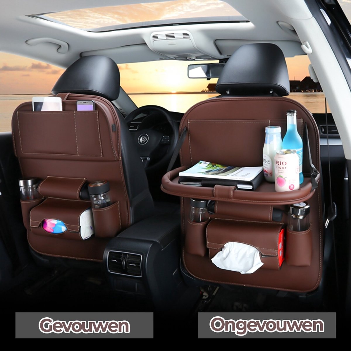 Organisateur De Siège De Voiture Sac De Rangement En Cuir PU Avec Poubelle  Table À Manger Pliable Sac De Rangement De Siège De Voiture  Accessoires1208n Du 19,71 €