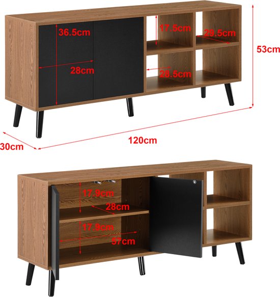 Rotan dressoir - met 4 deuren - Naturel