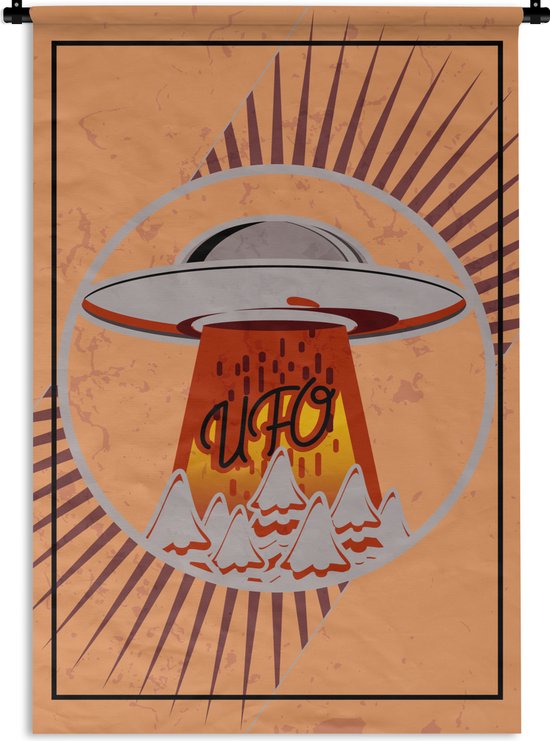 Wandkleed - Wanddoek - Ufo - Alien - Ruimte - 90x135 cm - Wandtapijt