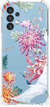 GSM Hoesje Geschikt voor Samsung Galaxy A13 (4G) Telefoonhoesje Valbescherming met transparante rand Bird Flowers