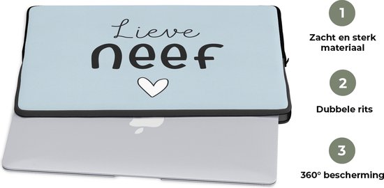 Housse ordinateur 17 pouces - Cousin - Lief - Text - Blauw - Housse ordinateur
