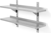 Double adjustable wall shelf, with two steel brackets ‚Äì welded, 300 mm.
