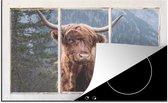 KitchenYeah® Inductie beschermer 76x51.5 cm - Schotse hooglander - Doorkijk - Uitzicht - Kookplaataccessoires - Afdekplaat voor kookplaat - Inductiebeschermer - Inductiemat - Inductieplaat mat
