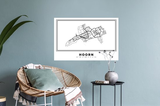 Stickers muraux - Carte - Hoorn - Wit - Plan de la ville - Carte - Nederland Bas - 60x40 cm - Feuille adhésive