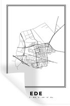 Stickers muraux - Pays- Nederland - Ede - Plan de la ville - Carte - Zwart Wit - Carte - 20x30 cm - Feuille adhésive