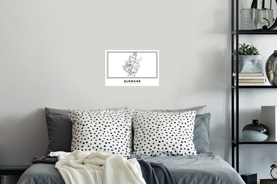 Stickers muraux - Pays Nederland - Alkmaar - Plan de la ville - Carte - Zwart Wit - Carte - 30x20 cm - Feuille adhésive