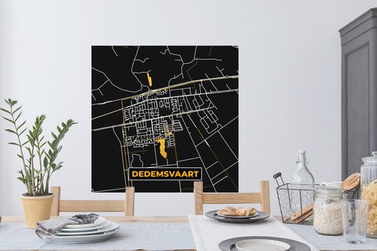 Stickers muraux - Dedemsvaart - Black and Gold et Or - Plan de la ville - Carte - Plan d'étage - 100x100 cm - Feuille adhésive XXL