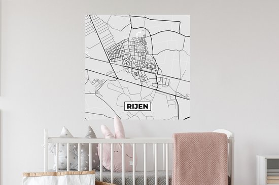 Muurstickers - Sticker Folie - Rijen - Plattegrond - Kaart - Stadskaart - Zwart Wit - Nederland - 80x80 cm - Plakfolie - Muurstickers Kinderkamer - Zelfklevend Behang - Zelfklevend behangpapier - Stickerfolie
