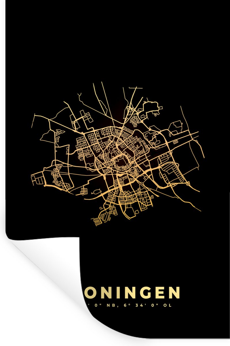 Muurstickers - Sticker Folie - Plattegrond - Groningen - Stadskaart - Kaart - 20x30 cm - P
