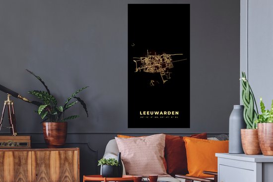Stickers muraux - Leeuwarden - Carte - Plan de la ville - Plan d'étage - 60x120 cm - Feuille adhésive