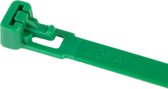 Kortpack - Hersluitbare Kabelbinders/Tyraps - 100mm lang x 7.6mm breed - Groen - 100 stuks - Treksterkte: 22,2KG - Bundeldiameter: 22mm - Bundelbandjes - (099.1023)