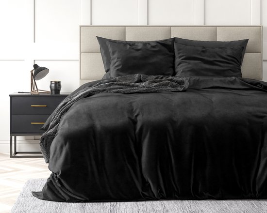 Sleeptime Velvet Touch - Dekbedovertrek - Eenpersoons - 140x200/220 + 1 kussensloop 60x70 - Zwart van Merkloos — afbeelding 4