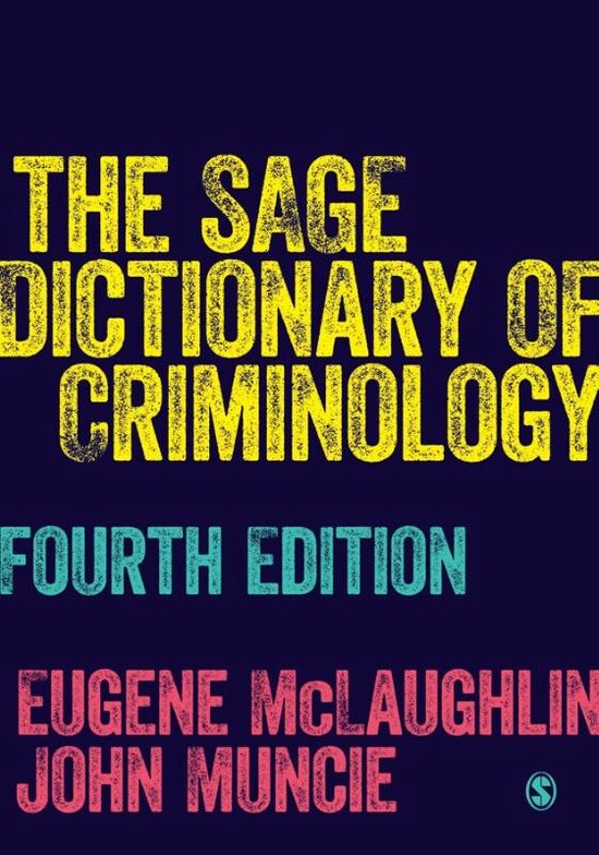 The SAGE Dictionary of Criminology 9781526436726 Mclaughlin, Eugene