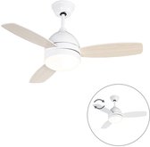 QAZQA rotar - Plafond ventilator met Verlichting | Lamp en Afstandsbediening - 2 lichts - Ø 960 mm - Wit - Woonkamer | Slaapkamer | Keuken