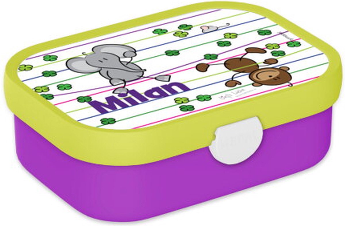 Mepal broodtrommel - Olifant en aap - Met naam, foto en kleur bedrukken - Mepal Lunchbox