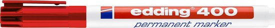 Rode edding 400 permanente marker met dop ernaast.