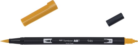 Tombow ABT dual brush pen gold ochre ABT-946, brushpennen, brushmarkers
