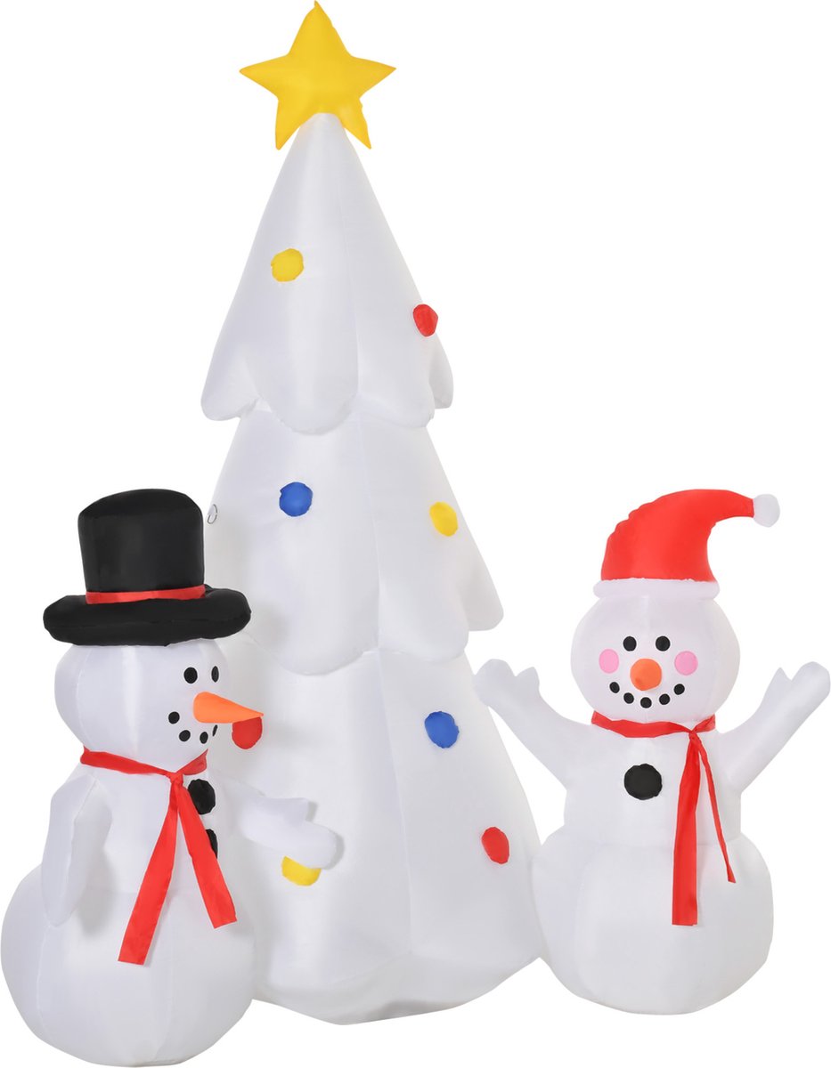 HOMCOM Opblaasbare kerstboom met sneeuwpop en LED-verlichting 844-414V90