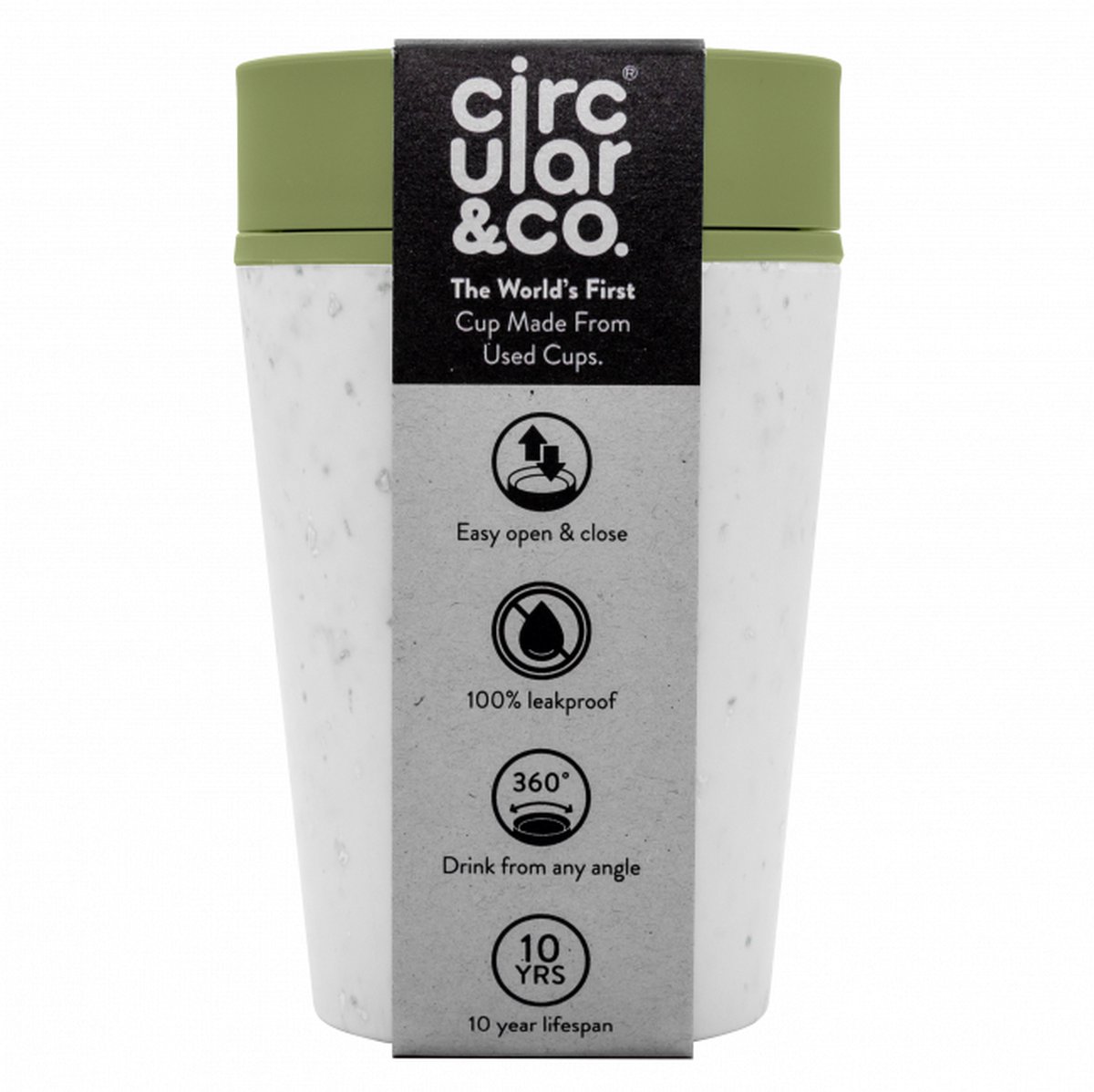 Circular & Co - Travel Mug - Koffiebeker To Go - Coffee To Go Beker - 227 ml - Crème - Groen - 8oz - Duurzaam