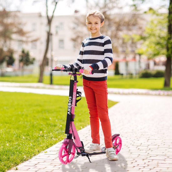 Arebos stadsstep step in hoogte verstelbaar | opvouwbaar | incl. draagriem | XXL wielen | pedaalrem | voor kinderen en volwassenen | tot 100kg belastbaar | kick step | Blauw