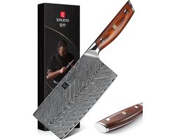 Damascus Cleaver (Chinees Koksmes) (67 lagen) | Xinzuo B27 Yi | Luxe & Professioneel | Vlijmscherp Damascus staal | 30.5 cm Keukenmes